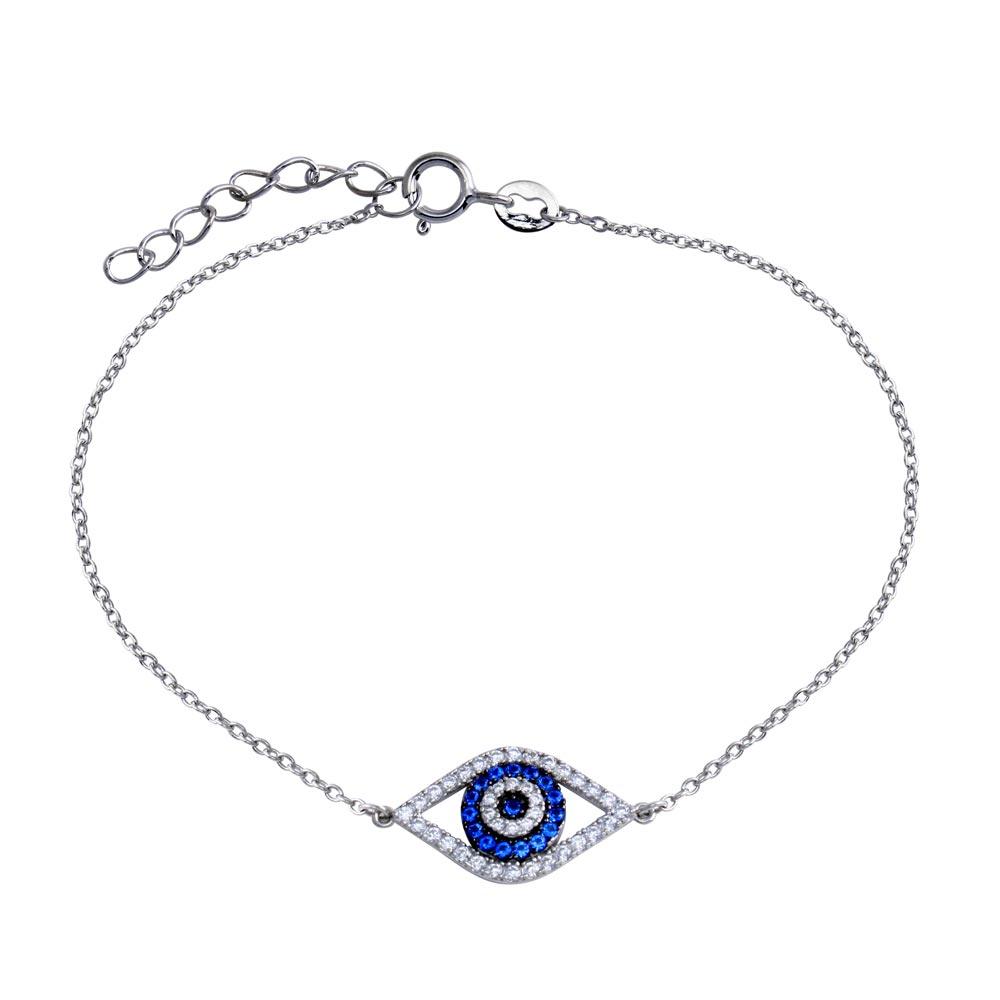 Silver CZ Evil Eye Bracelet 925 Silver