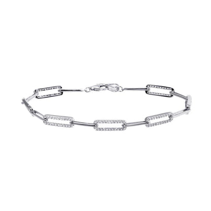 Paperclip Bracelet CZ 925 Silver