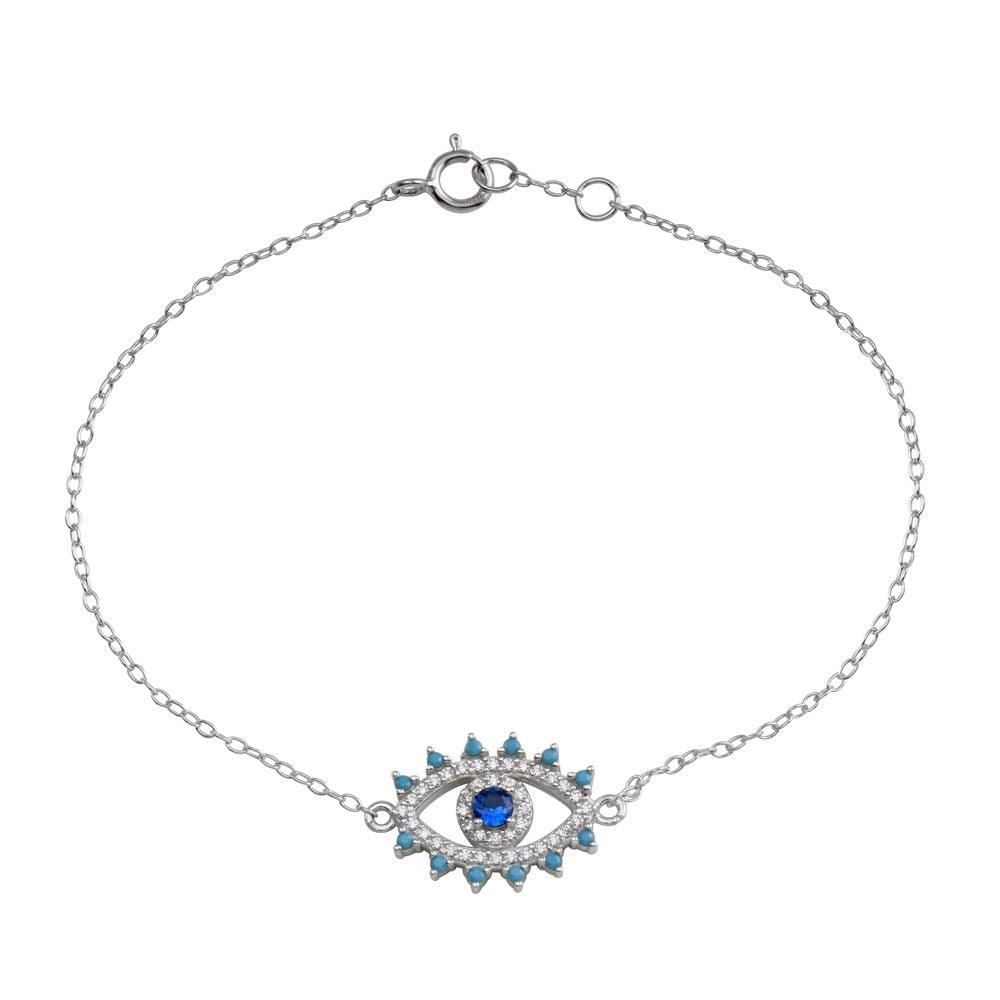 Silver Evil Eye CZ Bracelet 925 Silver